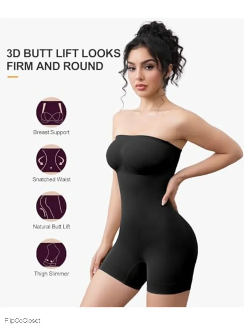 Strapless Shapewear Bodysuit Tummy Control Seamless Body Shaper Removable Straps_4